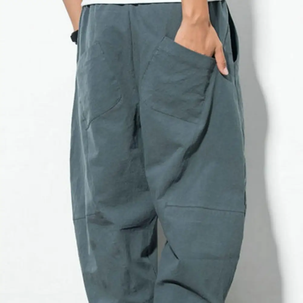 Hot sales！Fashionable Beach Pants Comfortable Wind-proof Men Summer Linen Trouser Casual Pants harem pants