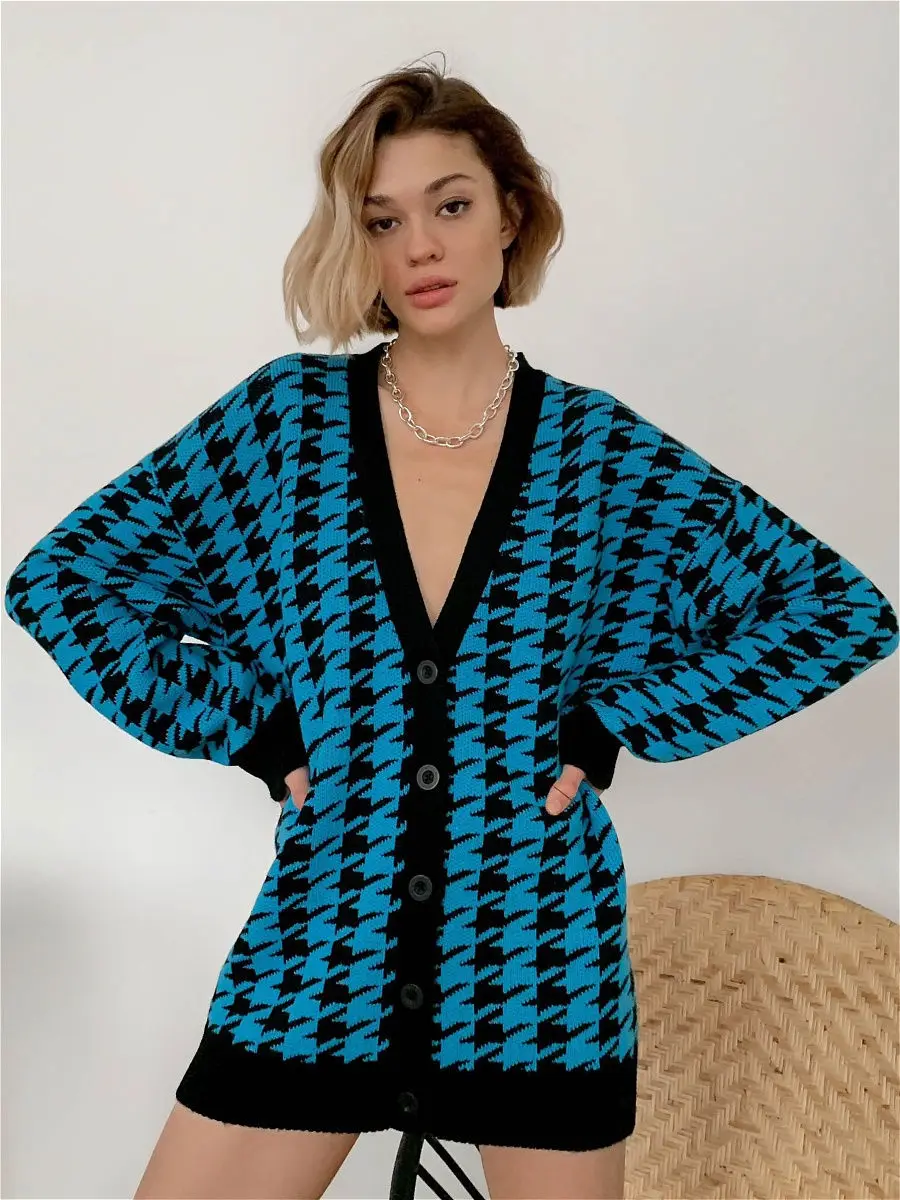 malhas de manga comprida femininas blusa grossa com decote em estilo casaco de malha roupa para mulheres