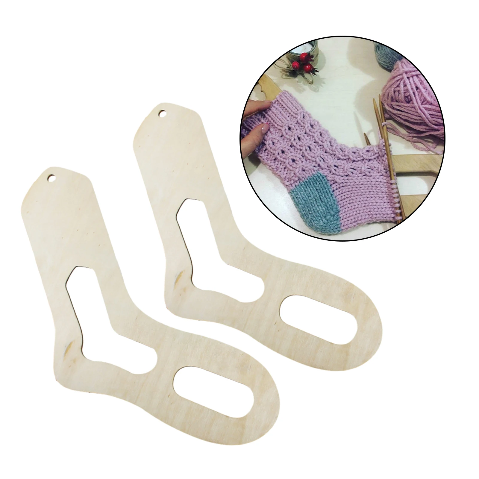 2Pieces Wooden Sock Blocker Stretchers Stocking Display Knitting Mold Adult