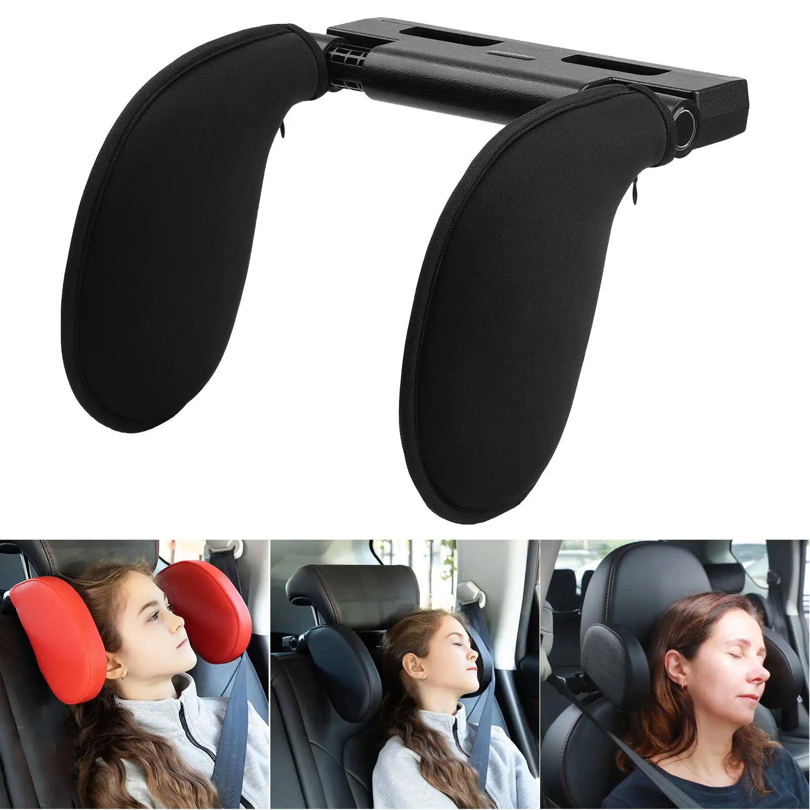 U-Shape Car Seat Headrest Detachable Adjustable Relax Cushion Fit for Car Trip Teenagers