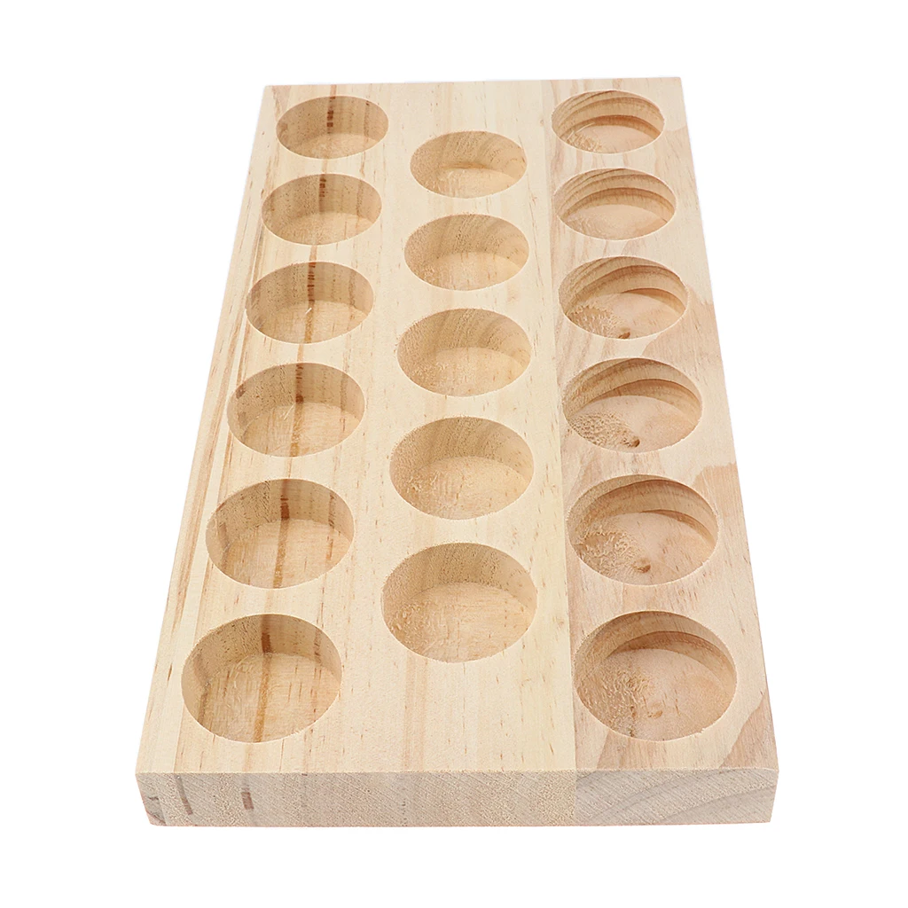 NATURAL WOOD Perfume Cosmetic Makeup Essential Oil Display Storage Organizer Rack Stand for 17 Pieces 30ml Vials