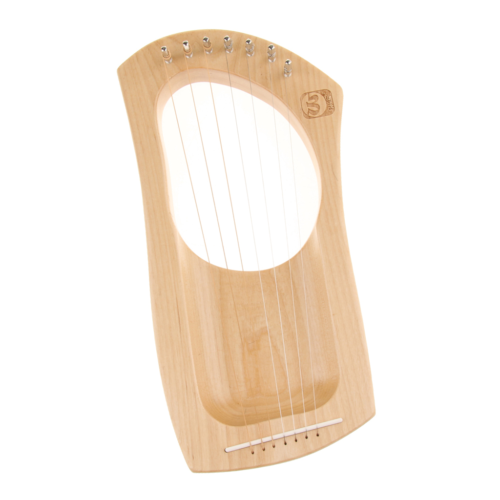 Wooden 7 Strings Mahogany Mini Harp Lyre， with Tuner&Case for Music Playing，Practicing