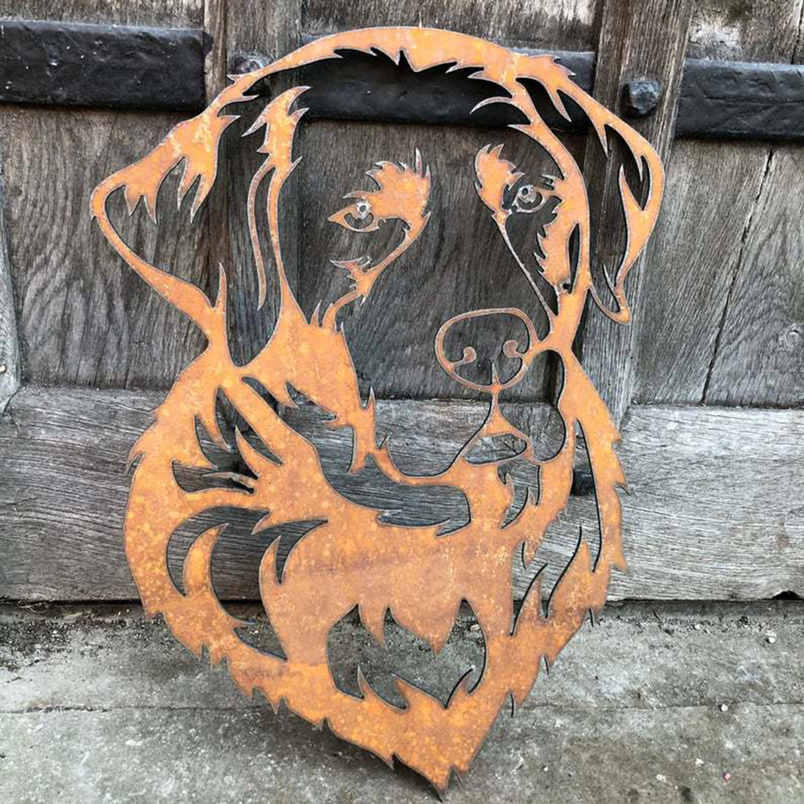 Cute Silhouette Steel Garden Dog Labrador Animal Decor Hollowed Out for Wall Fence Courtyard Decor House Outside Housewarming