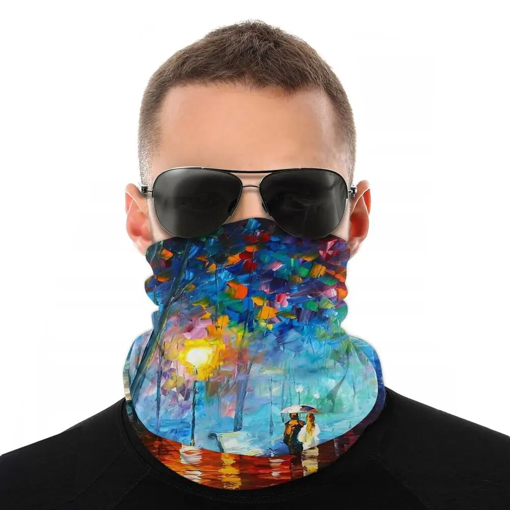 MISTY MOOD Leonid Afremov Summer Scarf Half Face Mask Unisex Fashion Tube Mask Neck Bandanas Polyester Headwear Biking Hiking mens dress scarf
