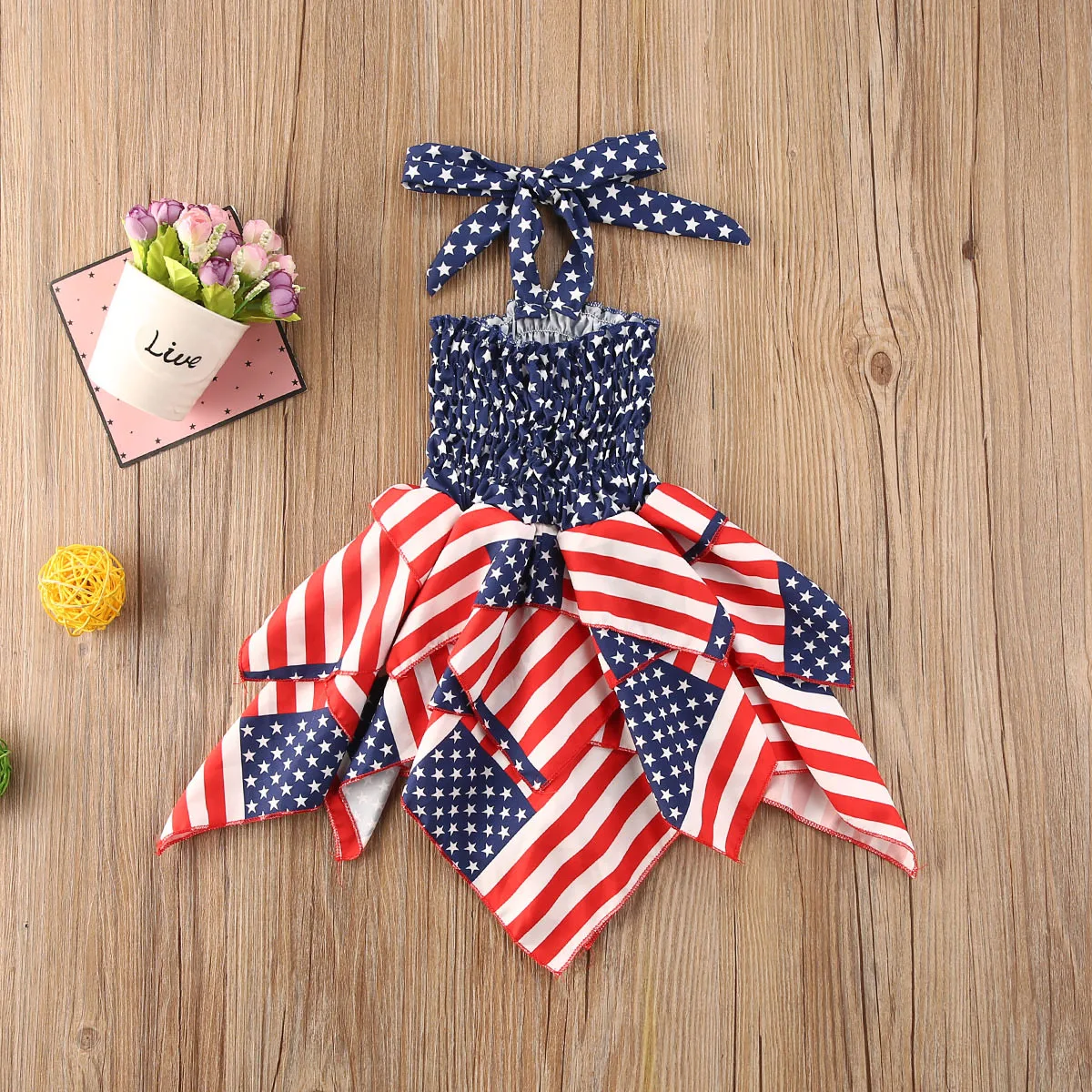 Independence Day Outfit Toddler Girls Ruffle Dress - MumsDeal