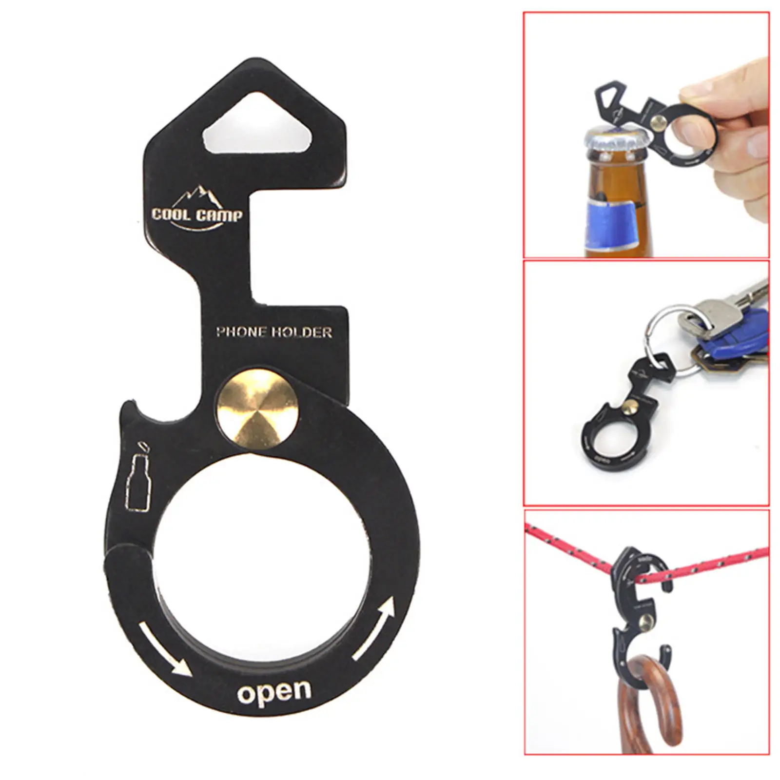 Carabiner Clip Hanging Hook Buckle Keychain Multifunction Aluminum Alloy Climbing Equipment Non-Locking for Camping Hiking