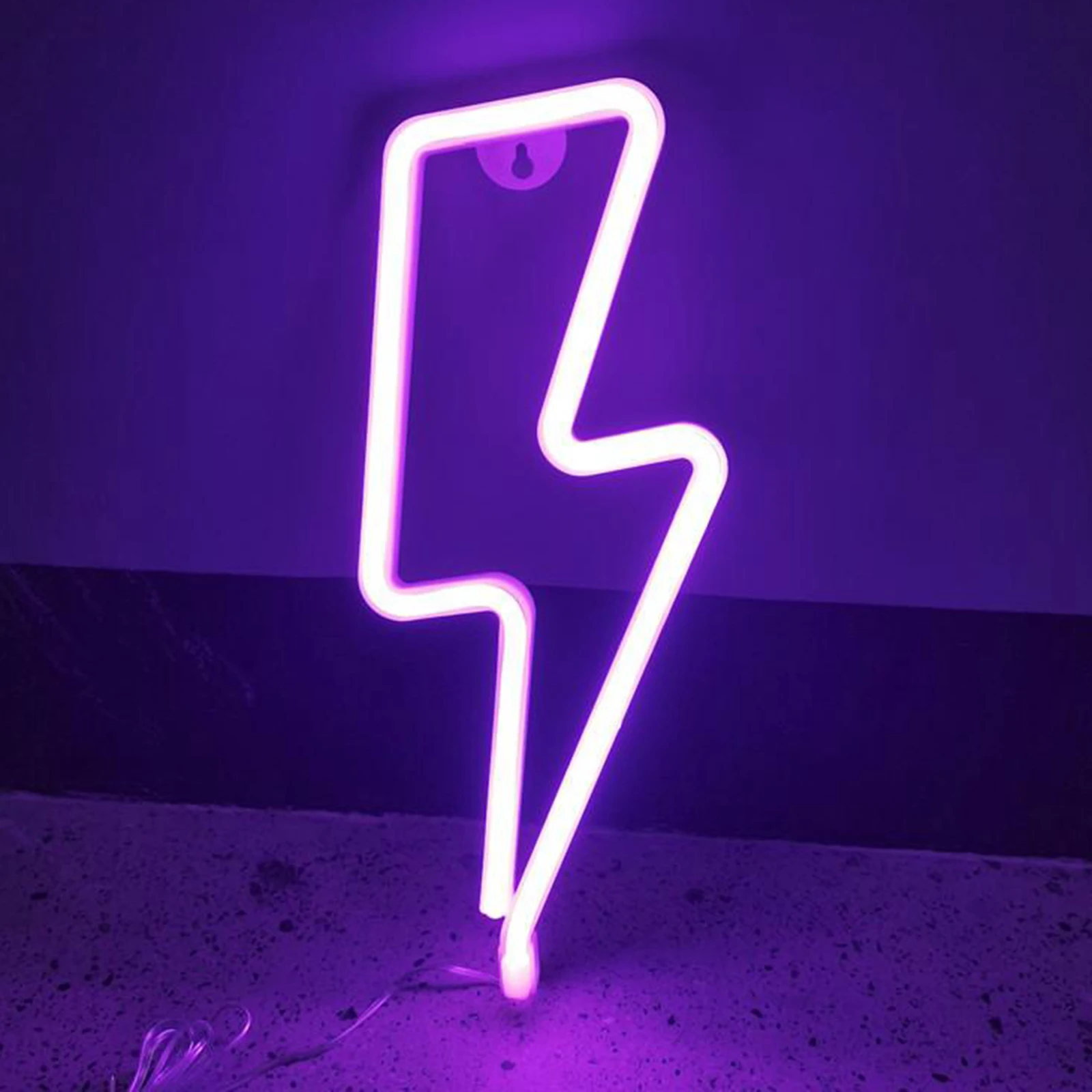 LED Home Neon Sign Lightning Shaped Wall Neon Light USB Decorative Night Light Wall Decor for Kids Baby Room Wedding Party