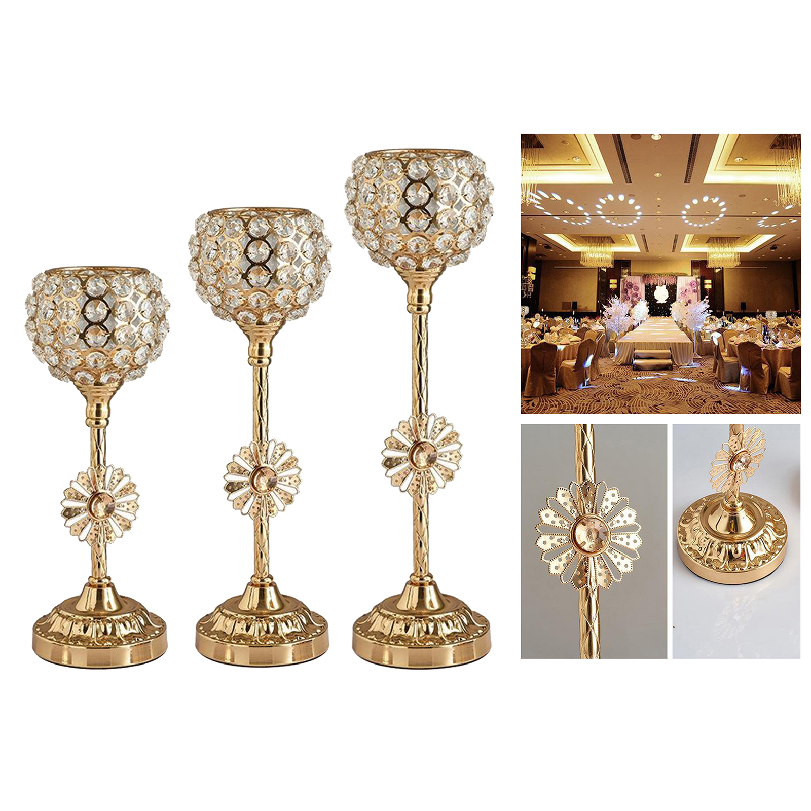 Elegant Crystal Candle Holder Golden Candlestick Create Relaxing Atmosphere