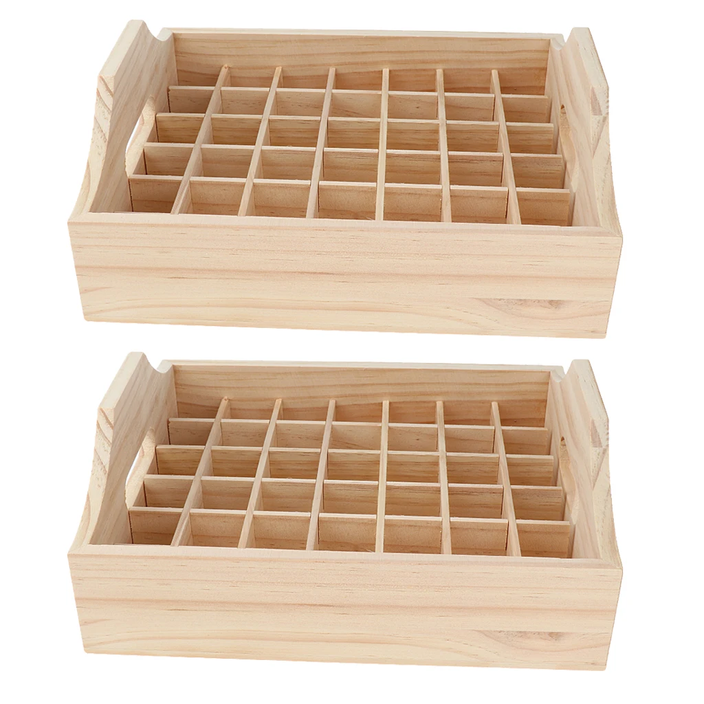2 Pieces Wooden Essential Oil Display Stand Holder Storage Box Case Tray Organizer Holds 42 Bottles 5 10 15 20ml