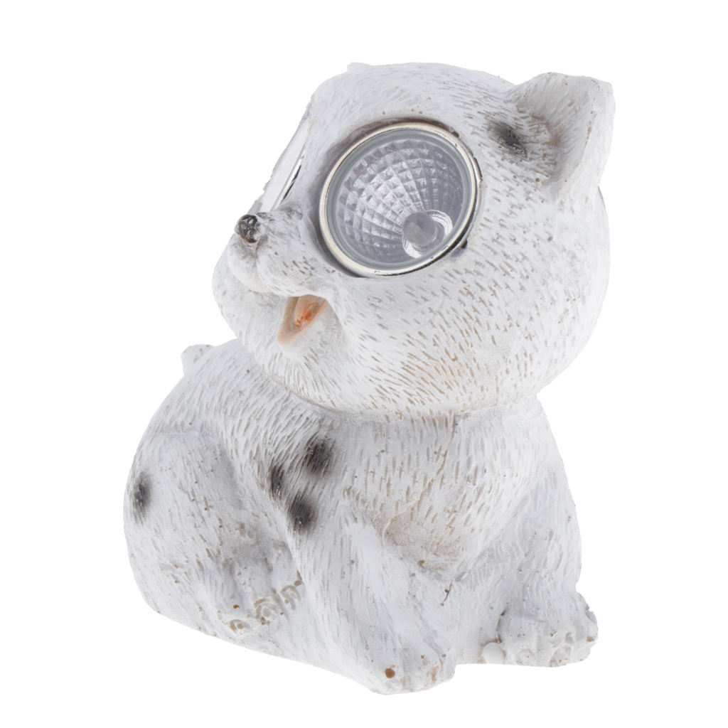 Resin Animal Statues with Solar Powered LED Lights Eyes, Animal Sculptures Outdoor Garden Patio Decoration - 3 Styles