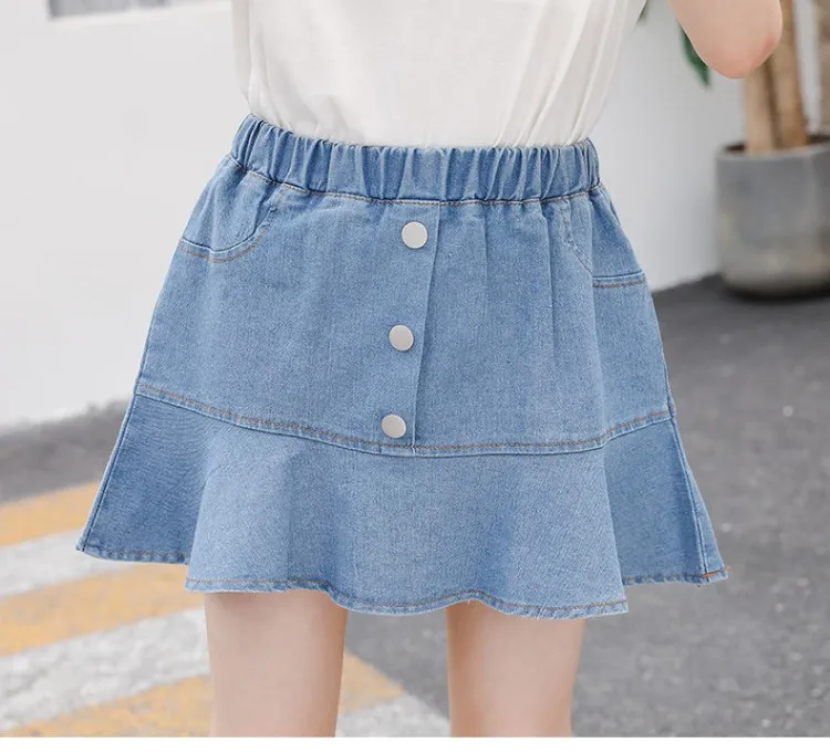 jeans knop Denk vooruit Denim Mini Skirts for Girls 2021 Summer Jeans Skirt with Safety pants  inside Fashion korean Toddler baby Girl Clothes10 12 Years|Skirts| -  AliExpress