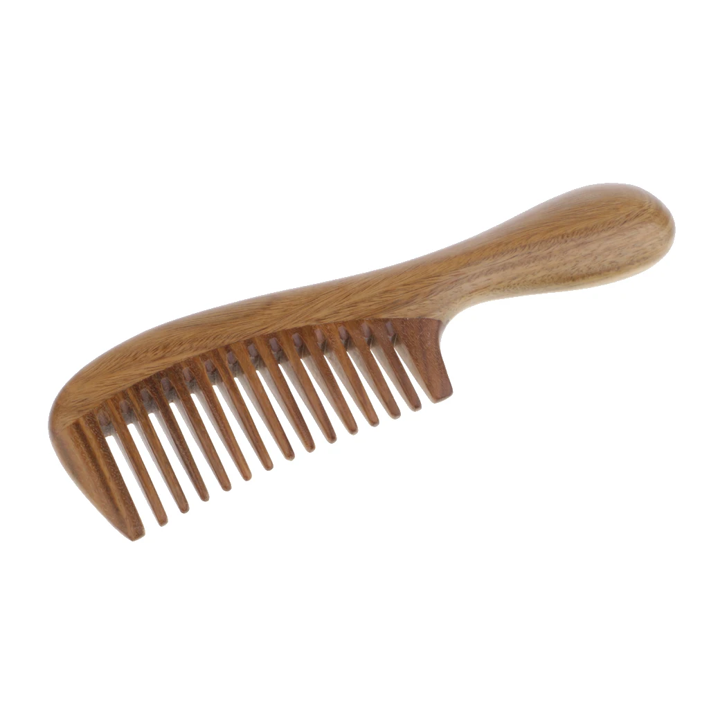Wide Fine Teeth Wood Hair Comb Sandalwood Beard Mustache Brush Grooming Tool