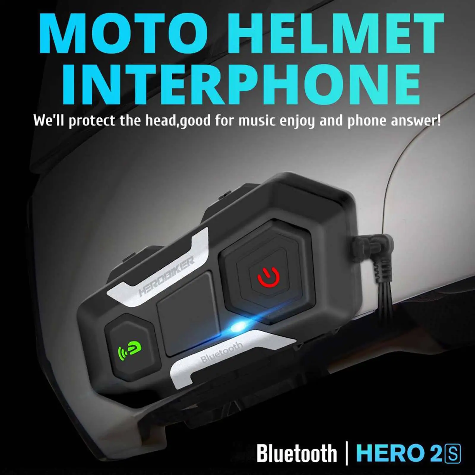 Motorcycle Intercom Interphone 1200M Bluetooth Headset for Helmet Soft Mic