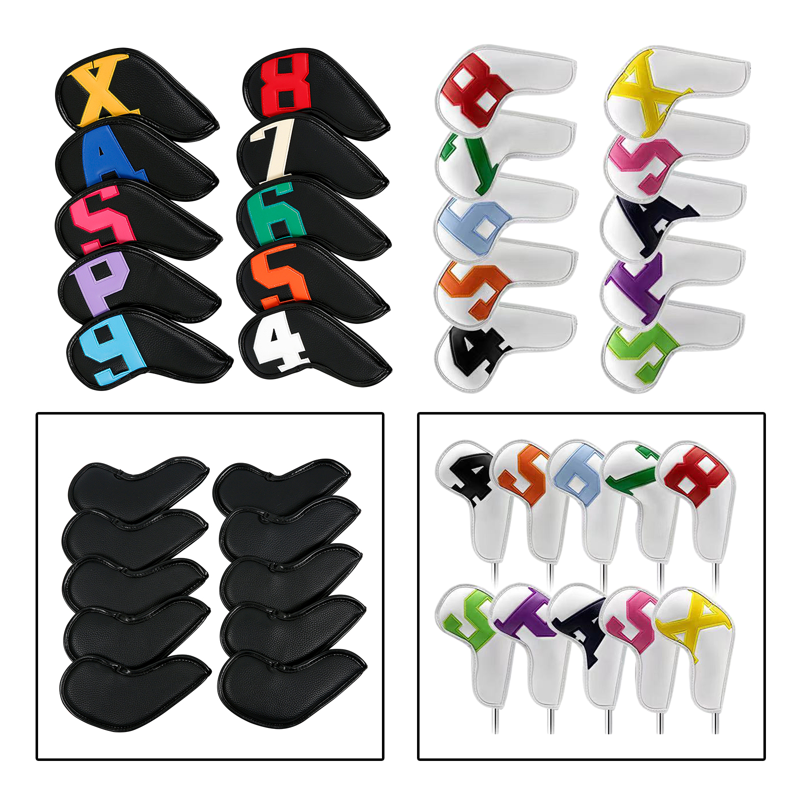 Golf Club Iron Head Covers, 10 Pieces Golf Headcover Set, PU Leather Golf Iron Headcovers Fit All Brands Iron, Father's Day Gift