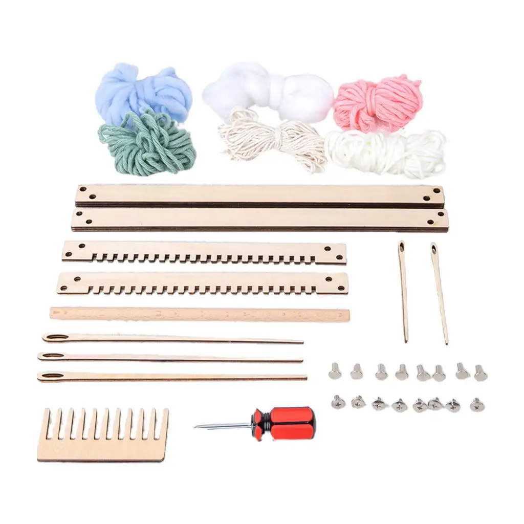 Wooden Weaving Loom Kit Tool Hand-Knitted DIY Tapestry Looms Craft with Needle Knitting Tool for Weaver Supplies Accessories