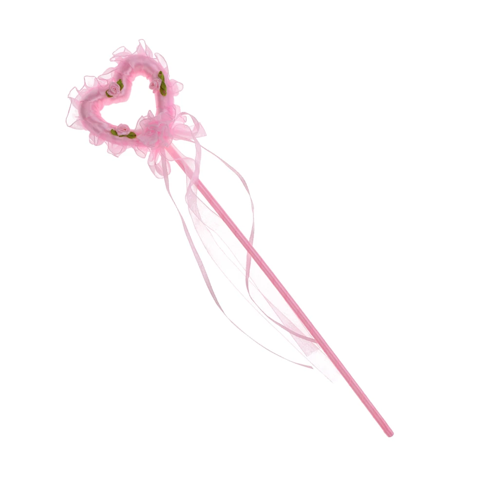 2pcs Fancy Dress Props Fairy Princess Pink Heart Magic Wand For Girls Kids