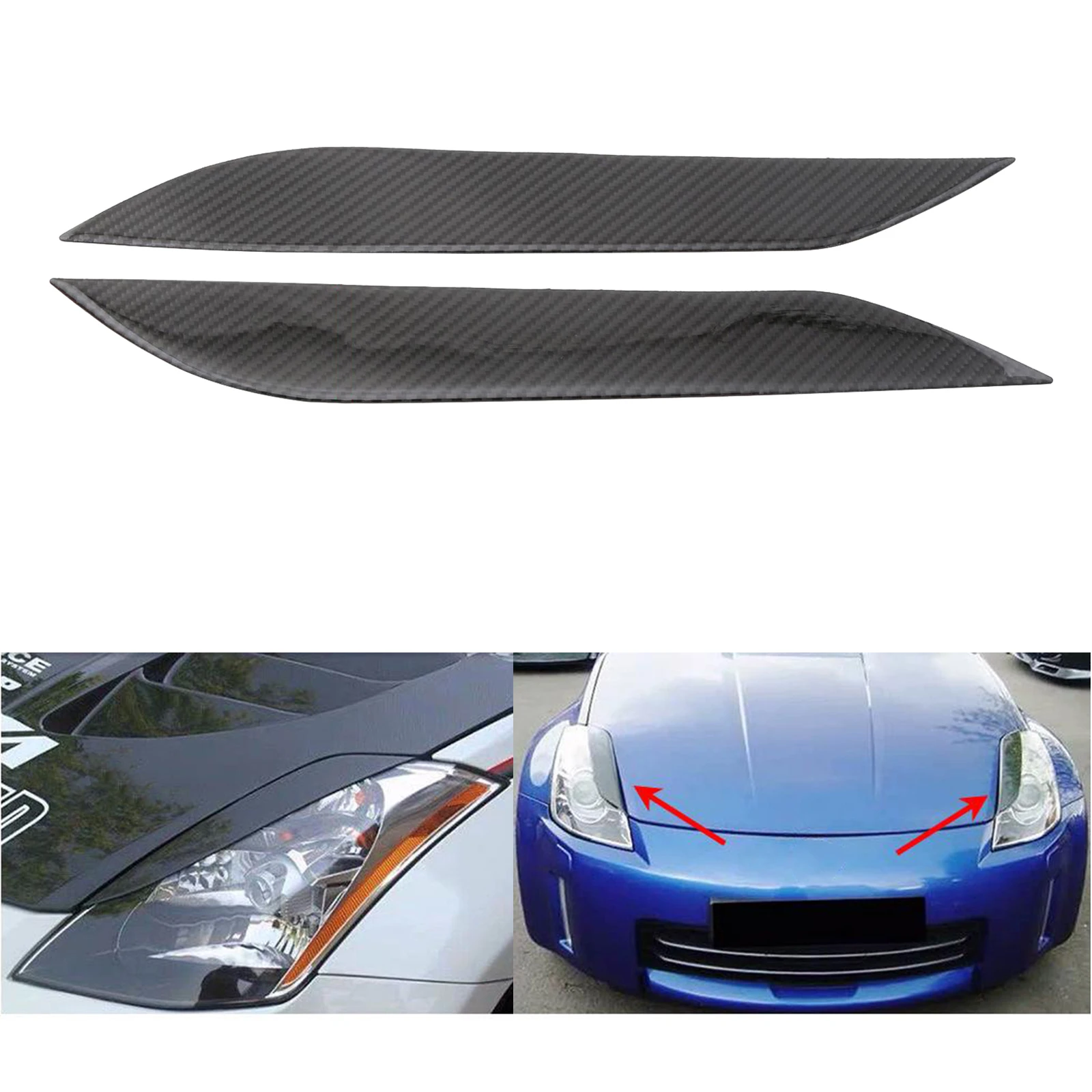 2pcs Car Front Bumper Fins Splitter Sticker Spoiler Dive Plate Fits Nissan Black
