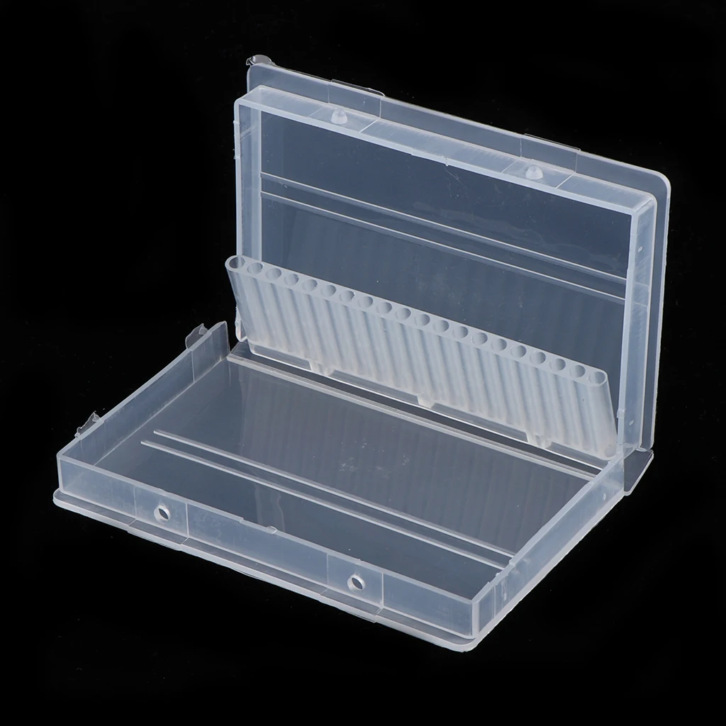 Clear Nail Drill Bits Storage Case Holder 20 Holes Dustproof Displaying Storing Organizer Container - 9.8 x 6.5cm