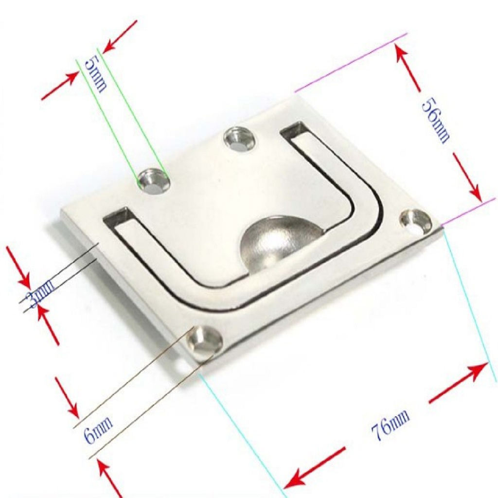 Boat Recessed Hatch Pull Handle Marine Locker Flush Lifting Latch 316 Stainless Steel - Size 3x2.2 Inch 76x56mm