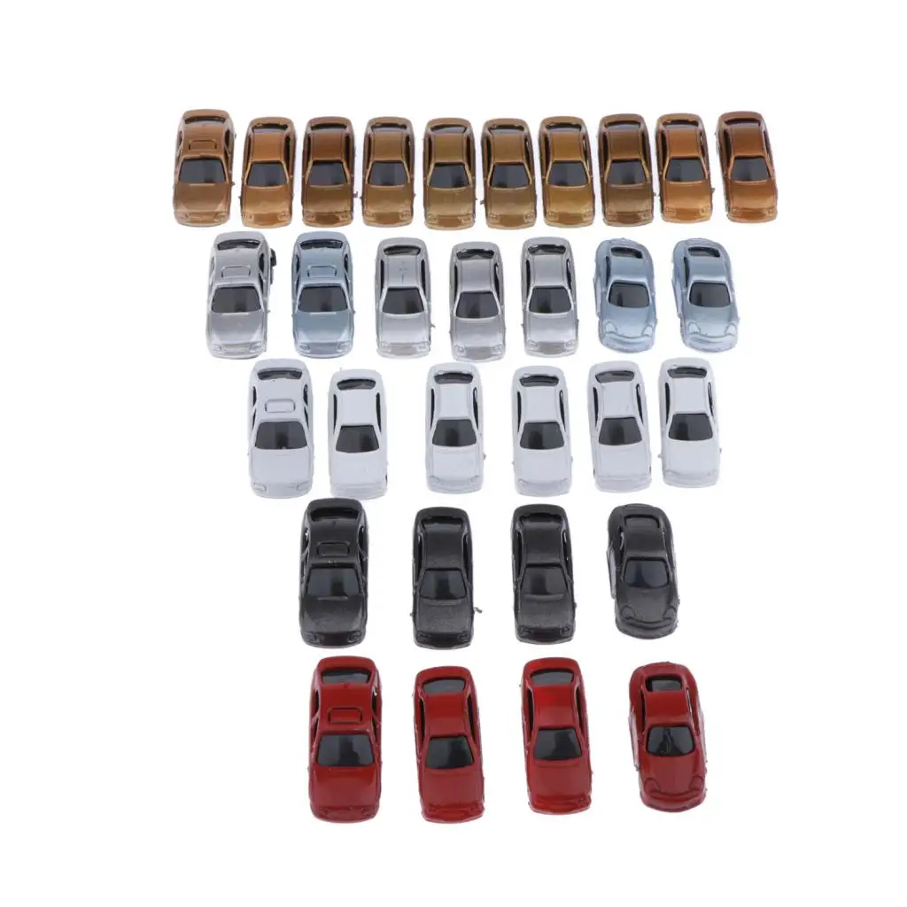30x DIY Model Car, Miniature Car Building Train Layout Scale for Home, 1: 150