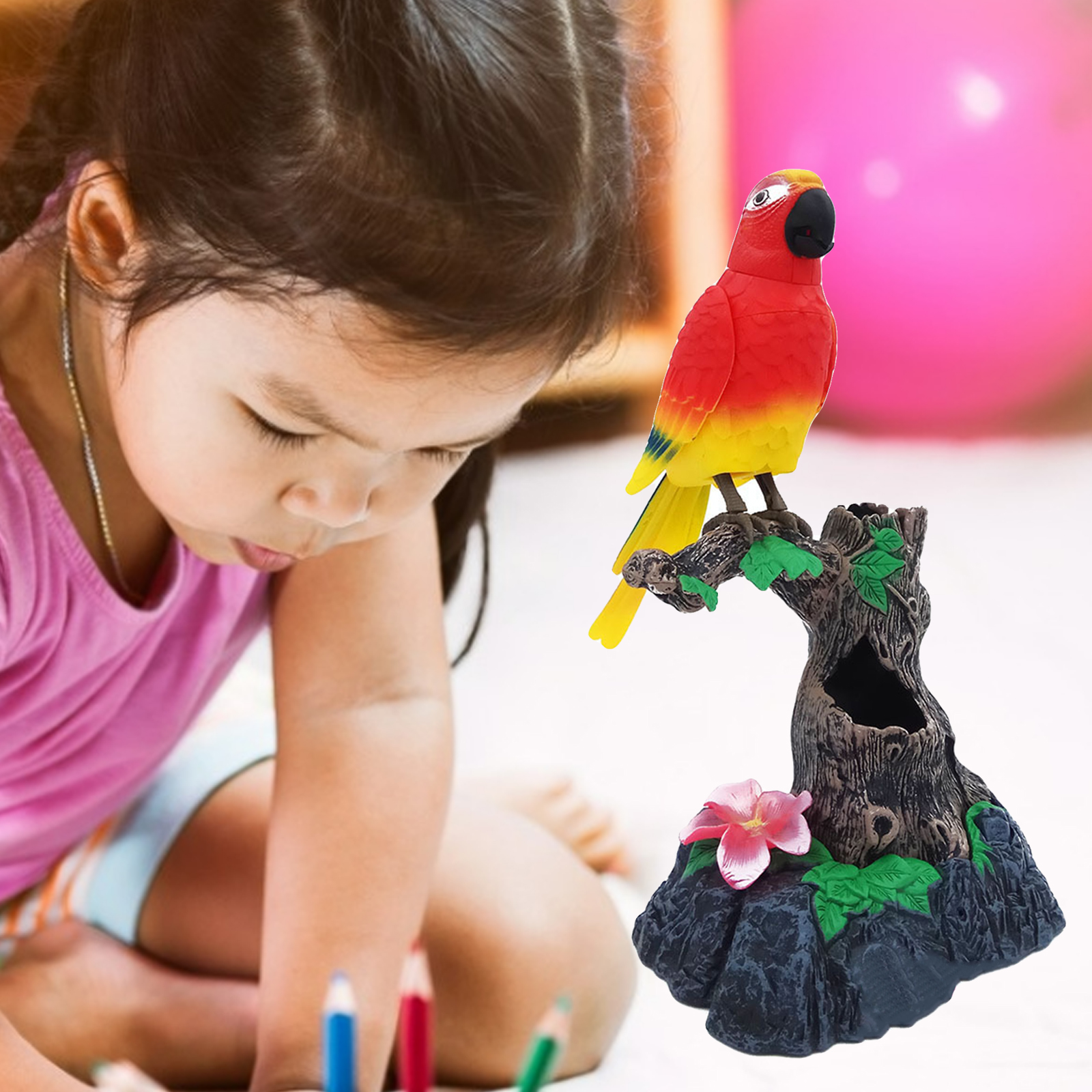 Stimulation Recording Singing Chirping Birds Toys Voice Controlled Electronic Animal Pets Office Desk Ornament