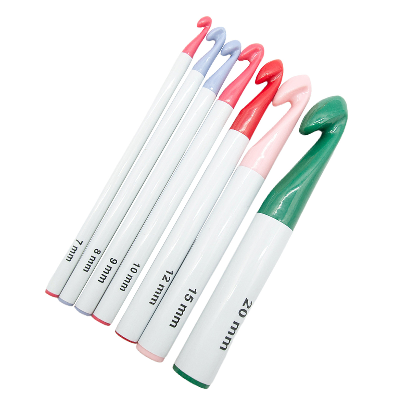 7pcs Crochet Hooks Different Sizes (7-20mm) Ergonomic Plastic Handle Crochet Knitting Needles Set DIY Craft Yarn Weaving Tools