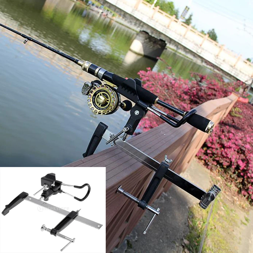 360 Degree Rotatable Adjustable Rod Rack Clamp on Fishing Rod Holder Pole Bracket Fishing Tackle