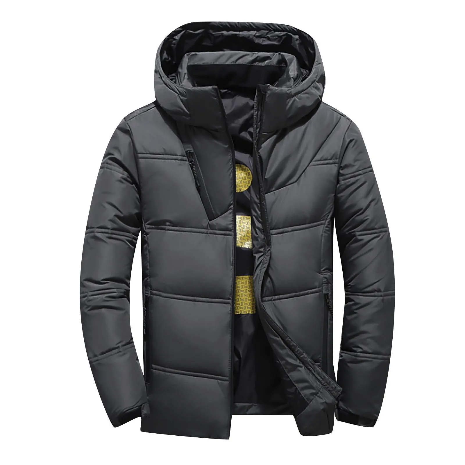 stone island jacket Fashion Men's Autumn And Winter Loose Solid Colors Long Sleeve Cotton Padded Coat Casual Jacket Outerwear Chaquetas Hombre#g3 waterproof jacket