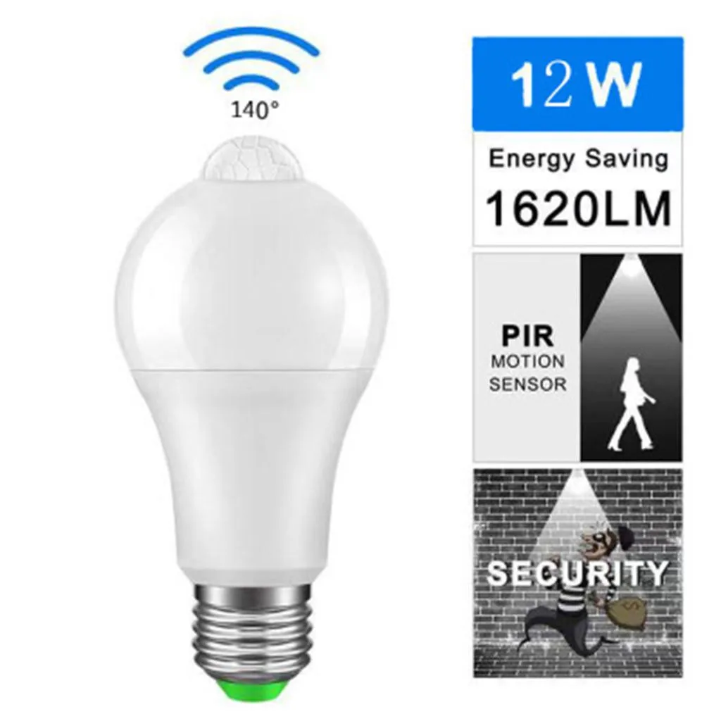 E27 7/12W LED PIR Motion Sensor Lamp Bulb Light Sensitive Movement Home Safe USA 