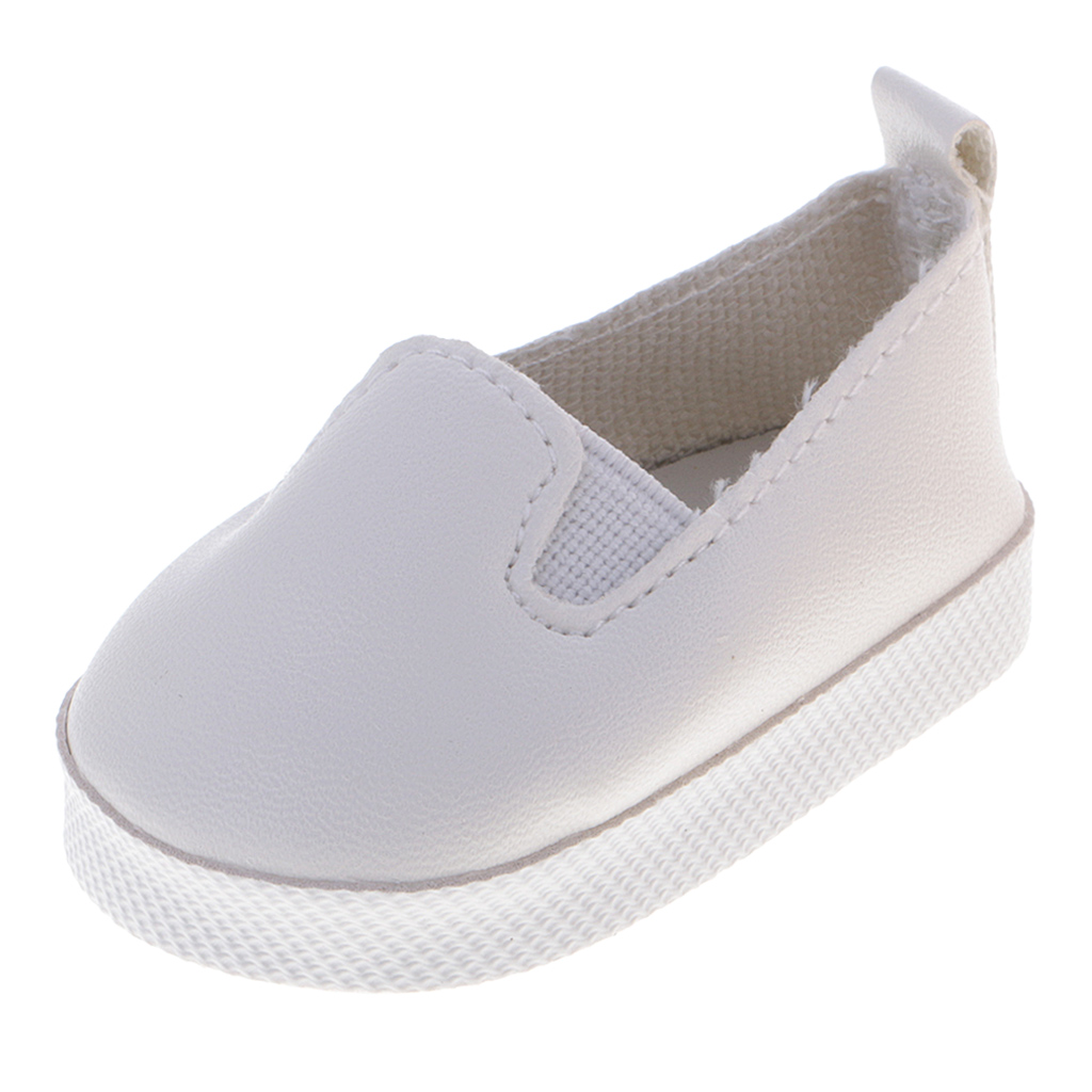 Trendy White PU Leather Slip-on Shoes for 18'' AG American Doll Doll Accessory