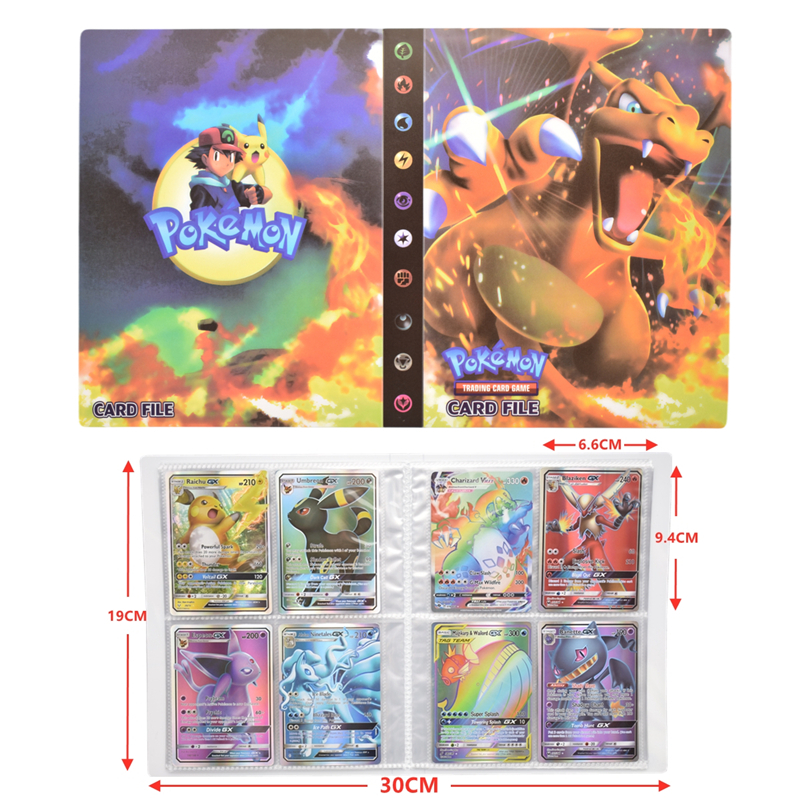 Livro de Desenho Cartão de Mapa Pasta de Jogos Suporte de Bolso Lista de Enchimento Presente para Crianças Álbum Pokémon Peças Animado Vmax gx 9 240 5 Brinquedos e hobbies