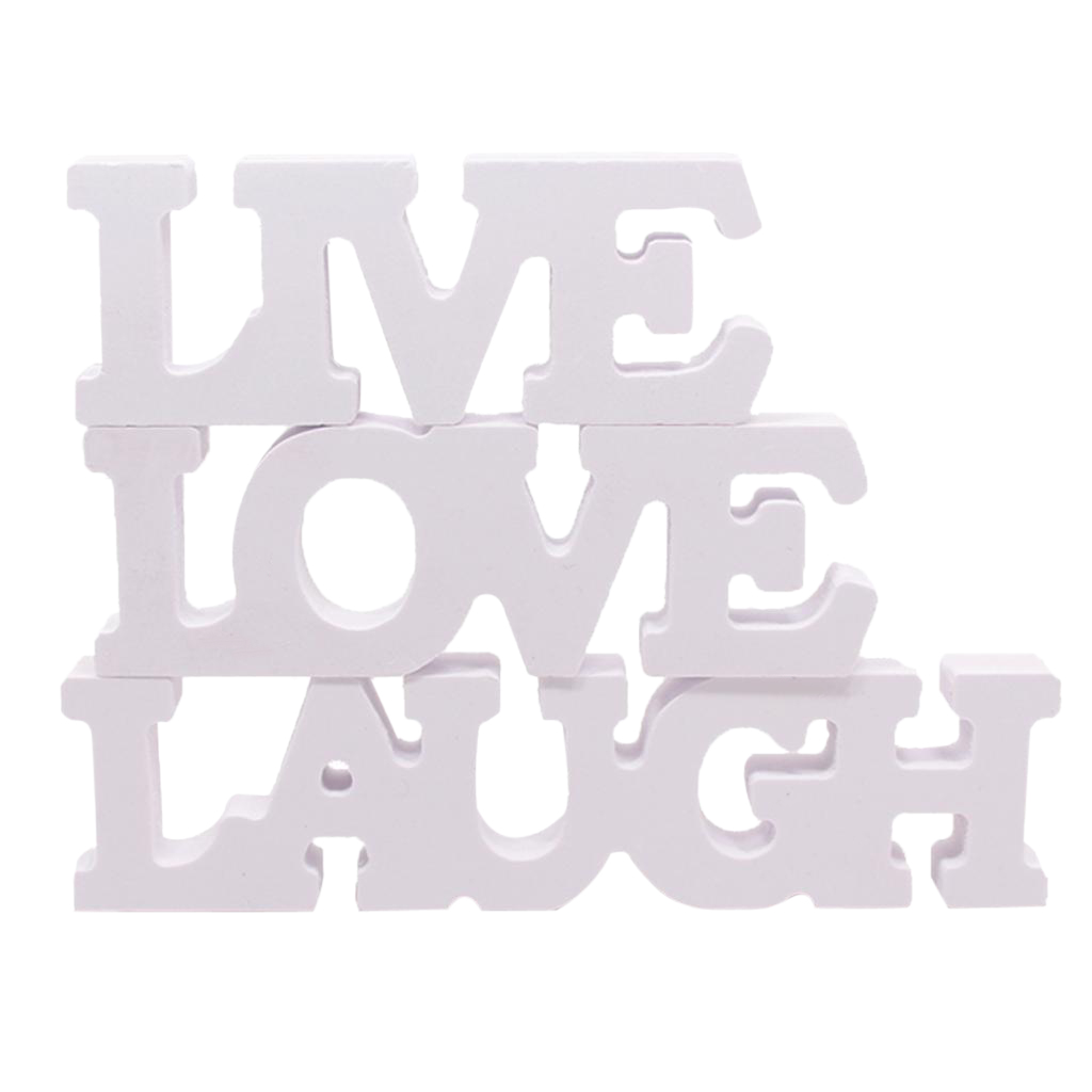 Pack of 3 White Wooden Sign LAUGH LIVE LOVE Wooden Wedding Party Decoration Valentine Decoration for Home