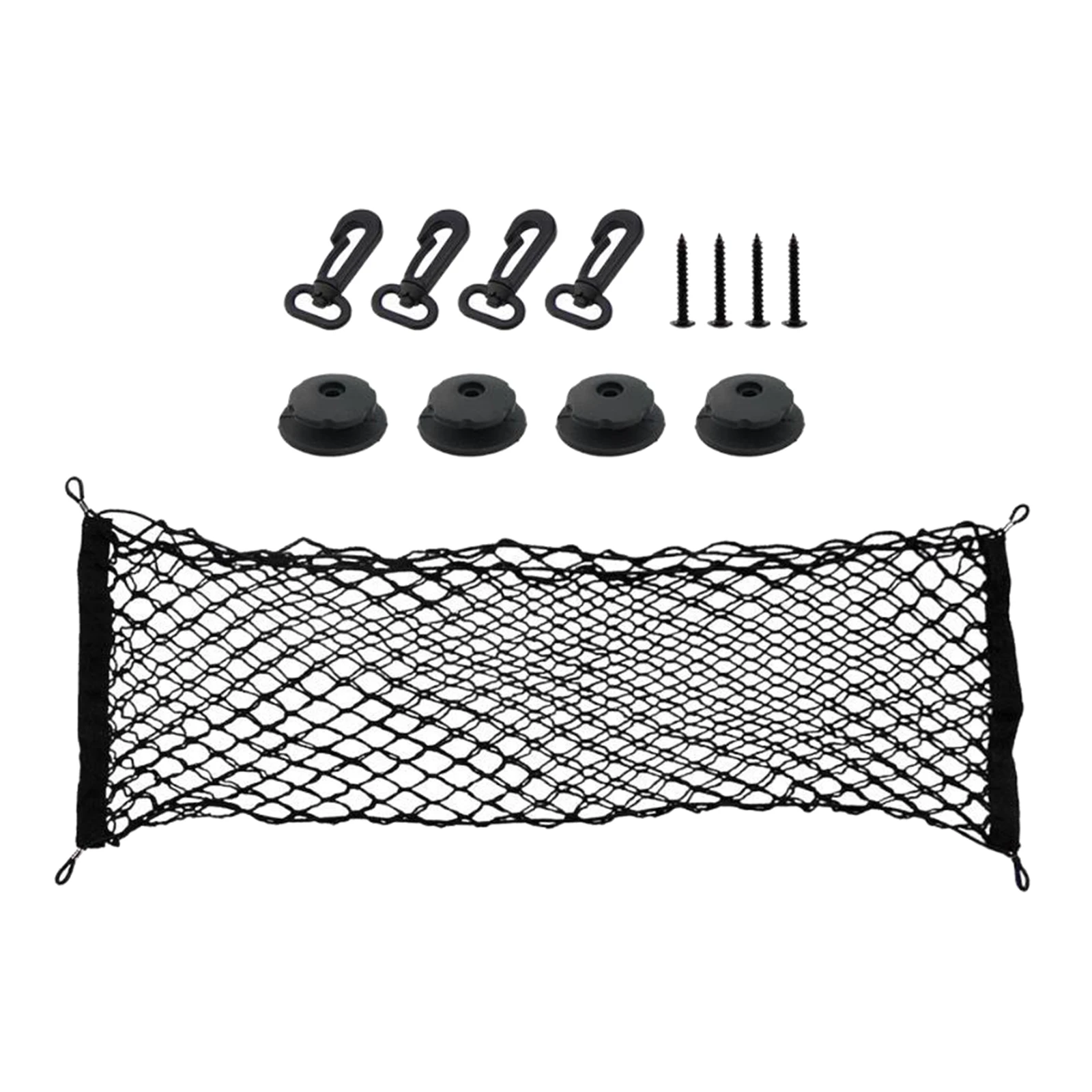 Universal Rear Trunk Mesh Elastic Cargo Storage Net Pocket with Mounting Accessories for SUV Truck