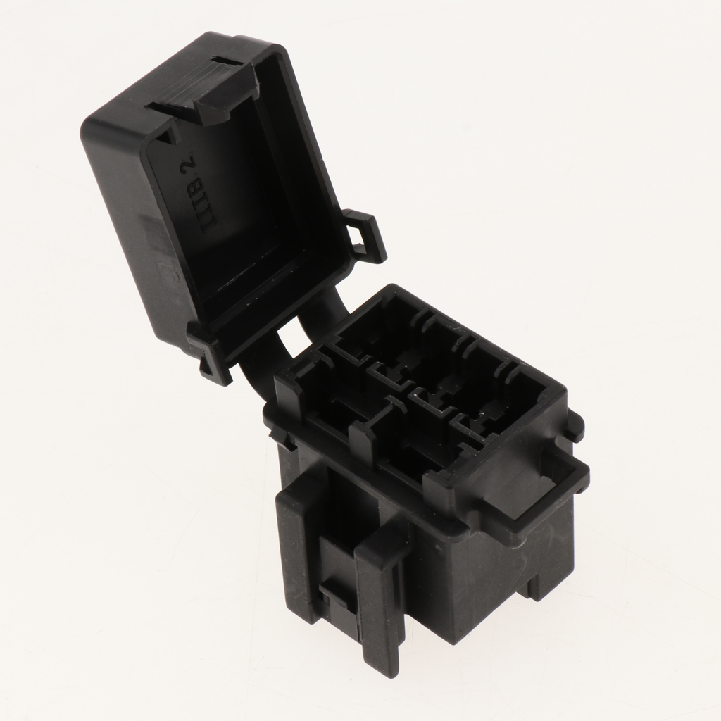 Marine Truck Camper Boat 1-Way Relay+ 4-Slot Blade Fuse Holder Box, Black