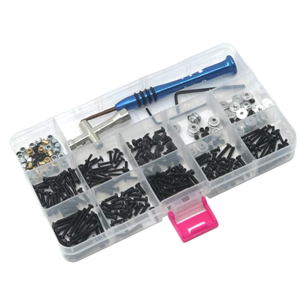 Metal RC Screw Kit Repair Screws Tool Box for 1/10 1/12 1/16 Scale RC Trucks Crawler with Screwdriver
