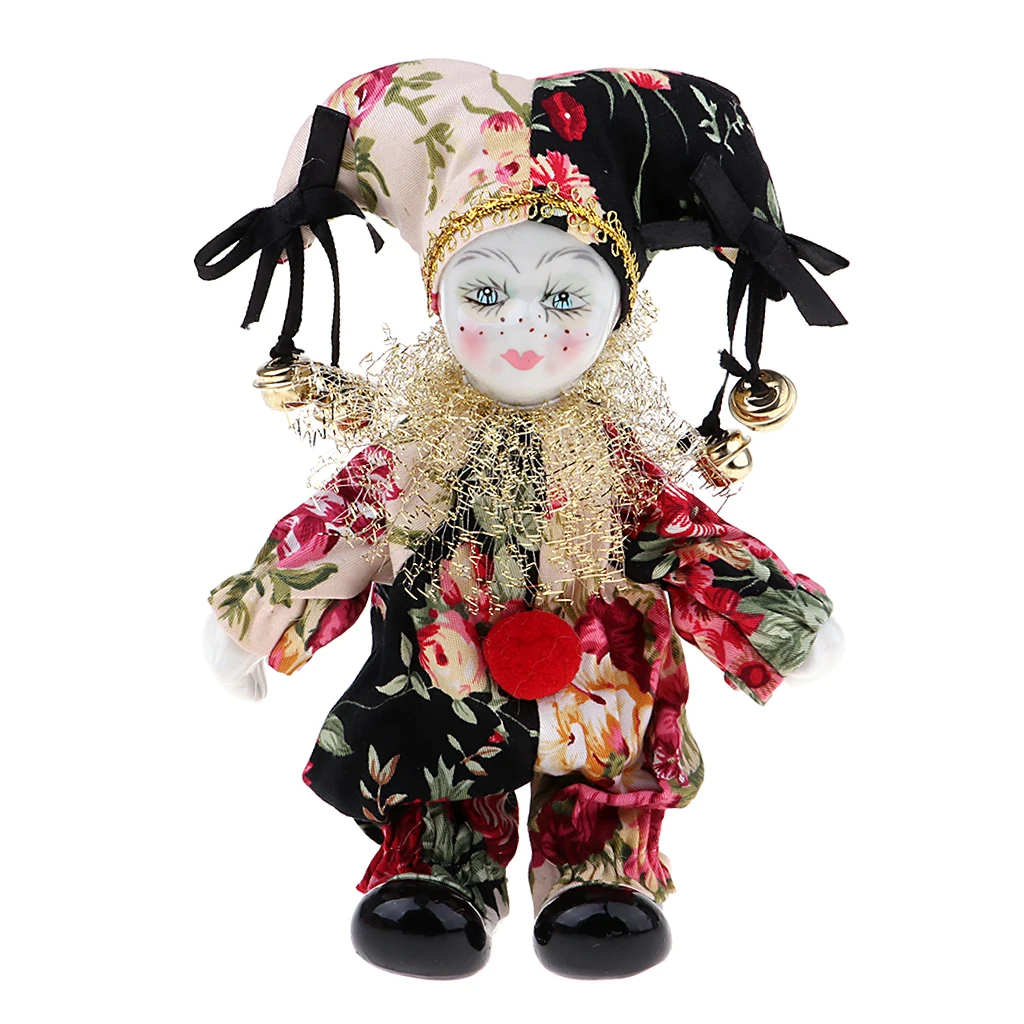 6 Inch Italian Doll Porcelain Clown Figures Artware Fit for Valentine Gift, for Home Office Desktop Decor Ornaments