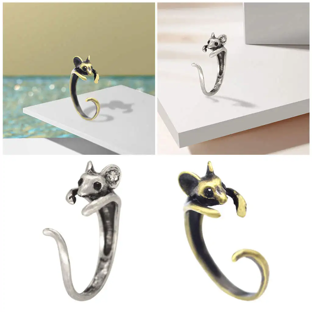 Fashion Mouse Shaped Opening Ring Adjustable Wear Accessories Jewelry Men&Women