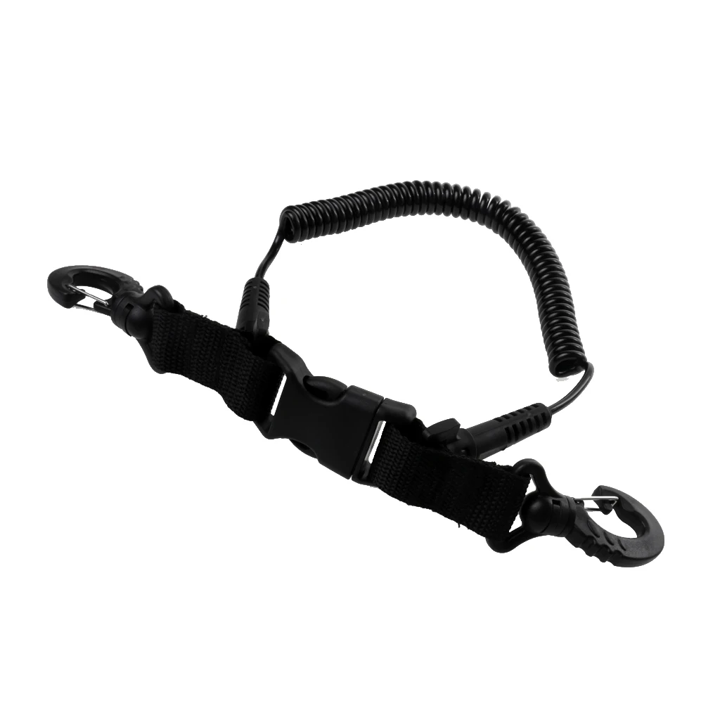 Scuba Diving Spring Coil Camera Lanyard With Snap Clips Quick Release Buckle 