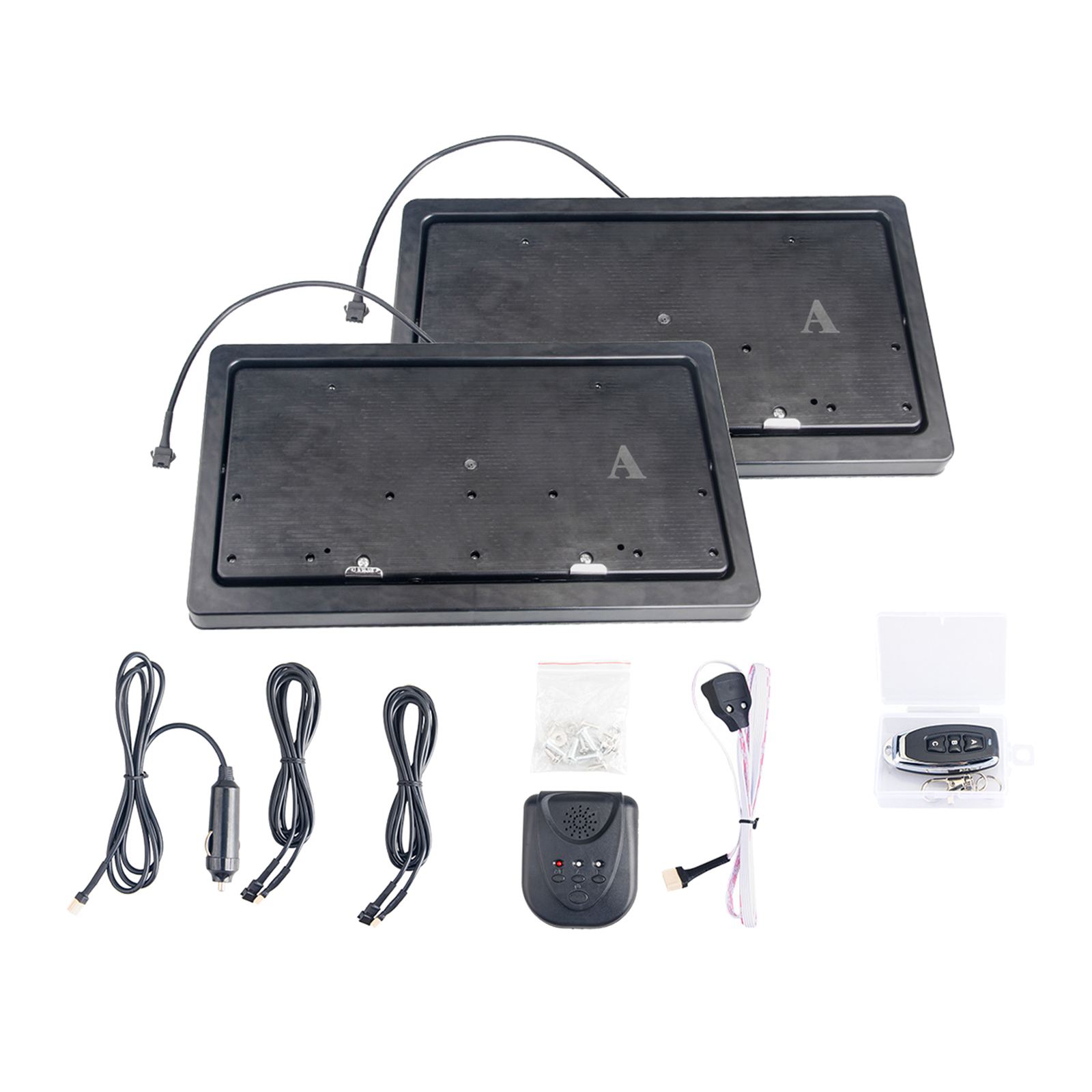 Universal 2x Car Remote Control Flip Hidden License Plate Frame Bracket Holder, Rust Proof & Waterproof