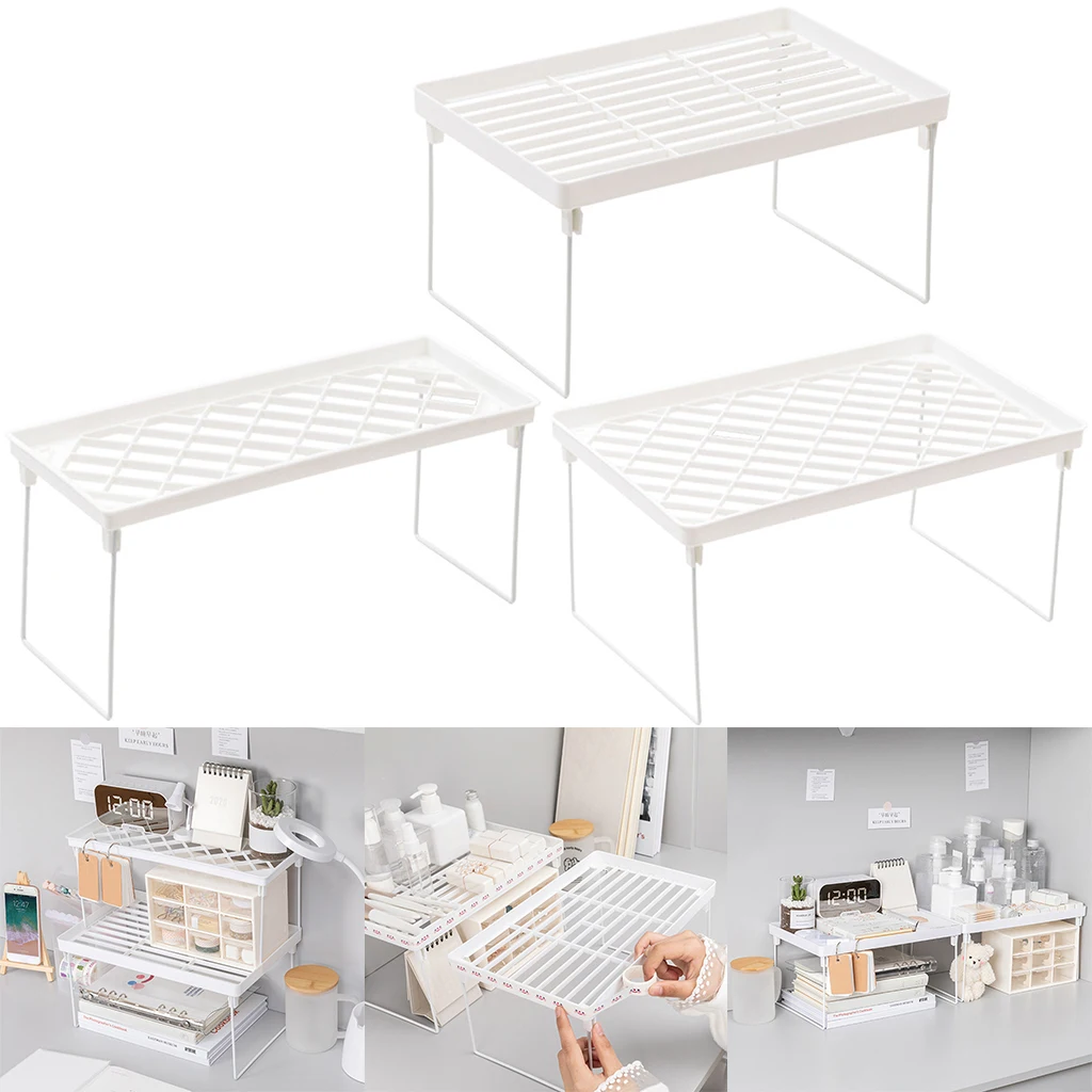 Foldable Bathroom Organizer Kitchen Storage Rack Fruit Shelf Closet Divider Space Saving Tableware Drying