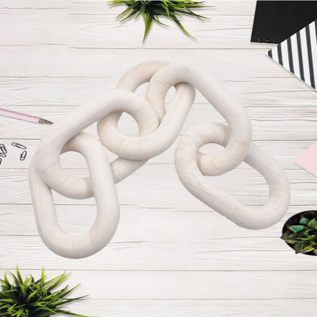 Modern Chain Link Decoration Craft Wood Art 5-Link Chain Bohemian Ornament for Home Bedroom Coffee Farmhouse Table Tray