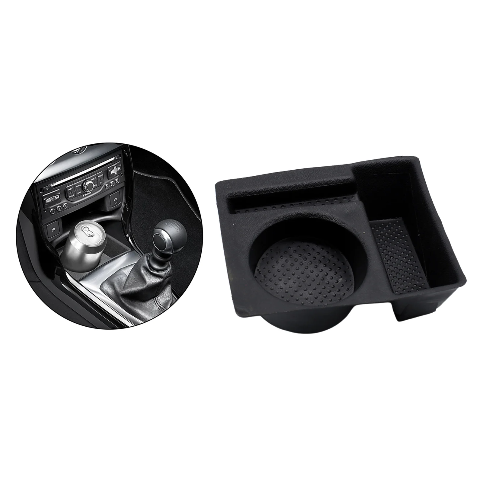 Multifunctional 9425E4 00244872 Cup Holder Tray Ashtray Organizer Replacement Fit for Citroen DS3 Beverage Insert Black