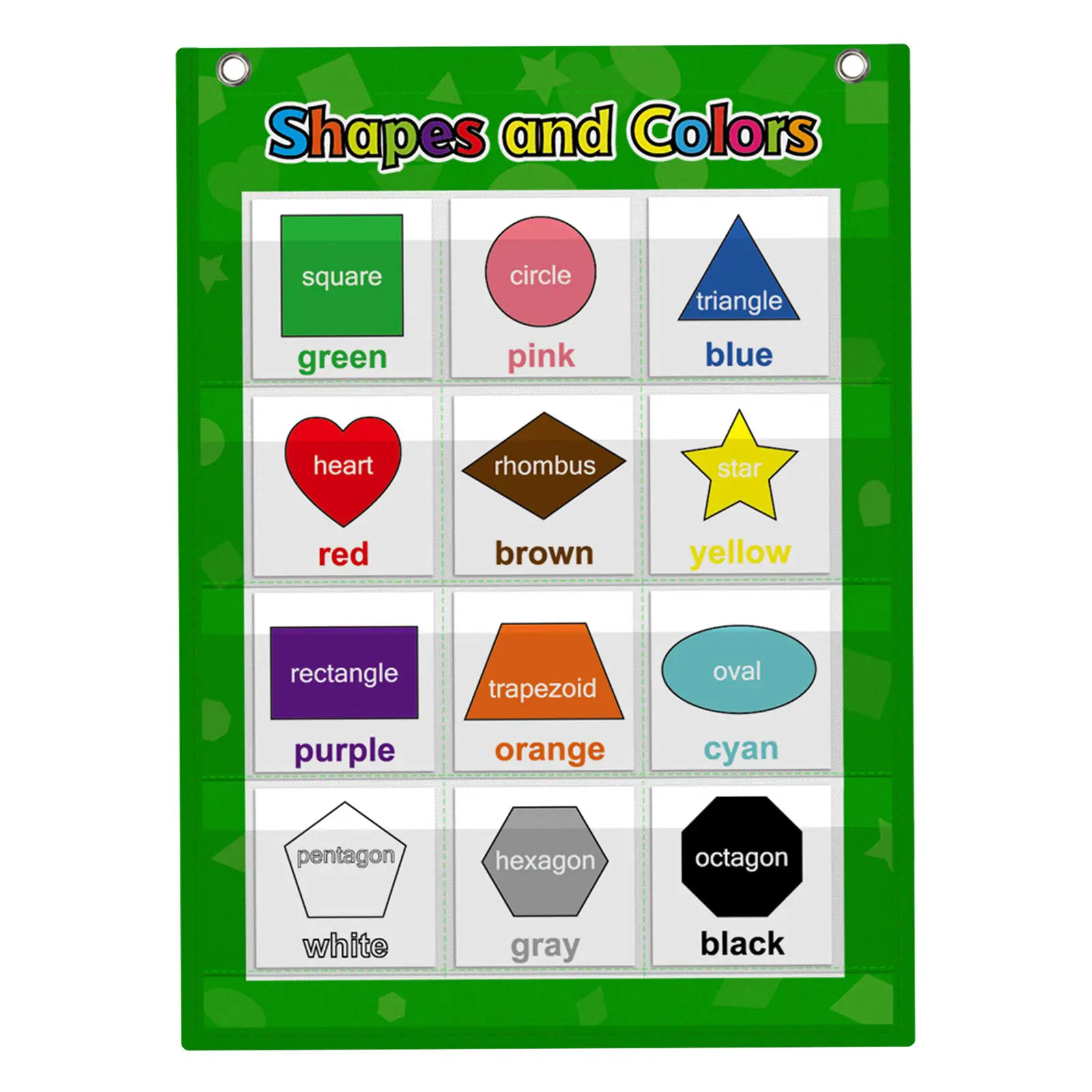 Classroom Pocket Chart Poster Learning Shape Color for School Home Toddlers Children