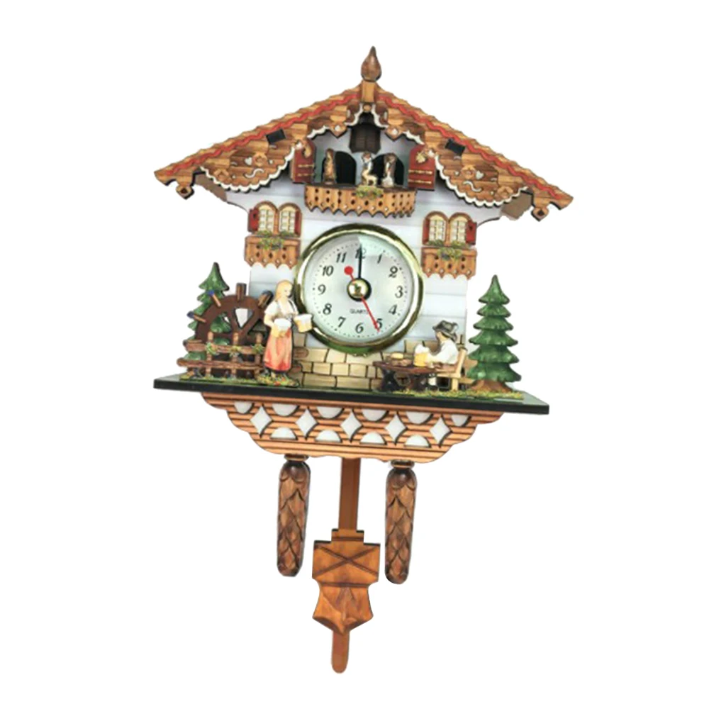 Wooden Cuckoo Clock Decorative Wall Clock with Quartz Movement Novelty Gifts