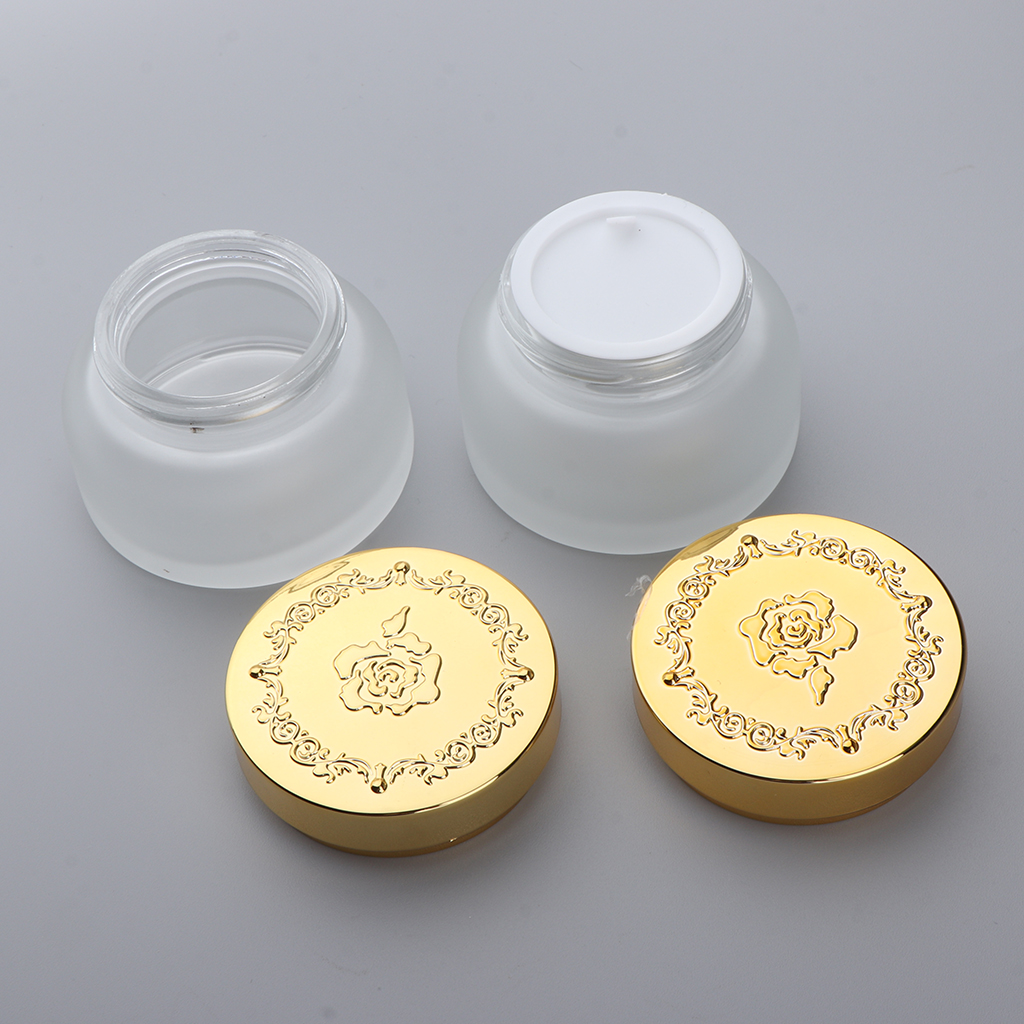 2Pcs Cosmetic Empty Jars Makeup Cream Containers Travel Glass Bottles - NEW