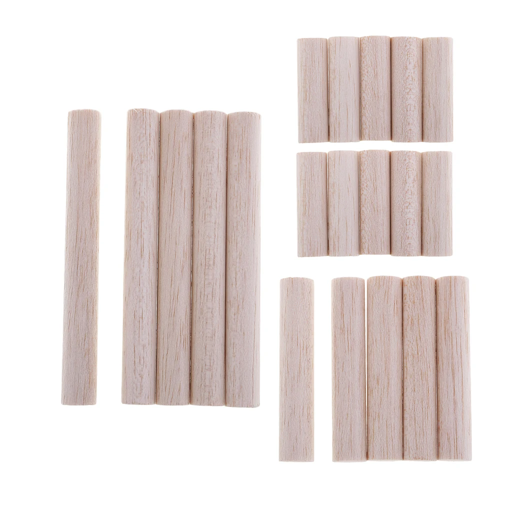 Pack 5 / 10 15mm Thick Wooden Dowel Rods - Unfinished Balsa Wood Dowels For Crafts & Woodworking, Building Model, DIY Airplane