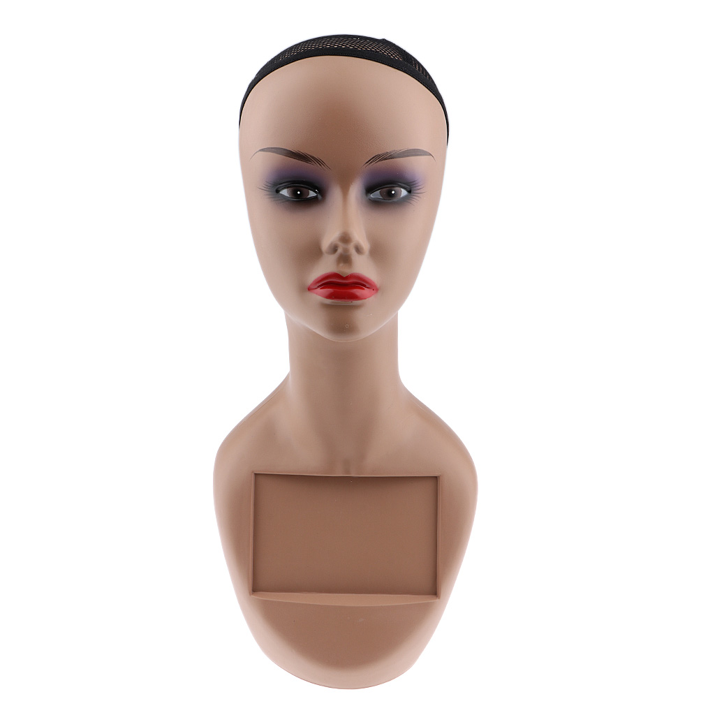 New Female Bald Mannequin Head Cosmetology Practice African Training Manikin Head For Hair Styling Wigs Making with Wig Net Cap