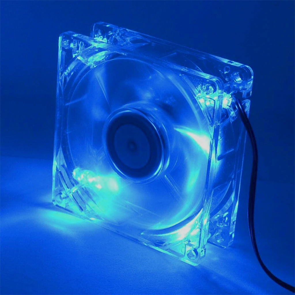 Computer Fan 4 LED 80mm 8025 Silent PC Computer Case Cooler Fan