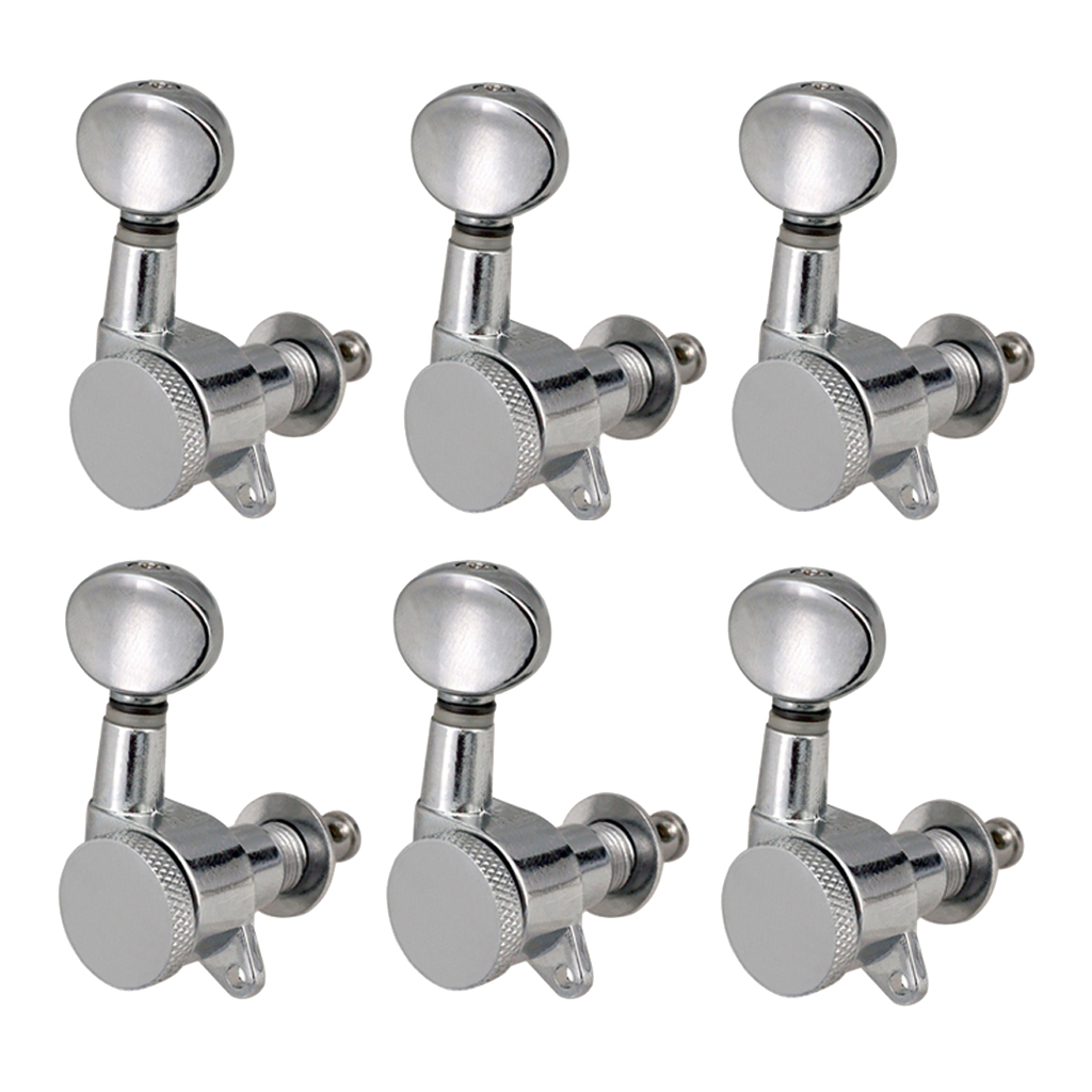 6 Pieces Guitar String Tuning Peg, Tuner Machine Heads Knobs - Locking String Set for Electric Guitar -Silver (6 for Right )