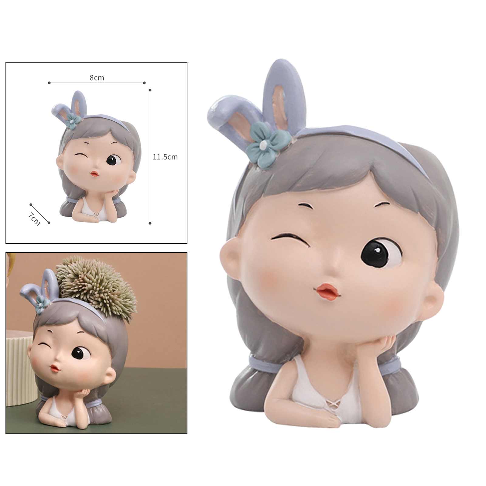 Cute Girl Succulent Planter Pots with Drainage Hole, Large Bonsai Pots Decorative Cactus Pots Flower Container Decoration